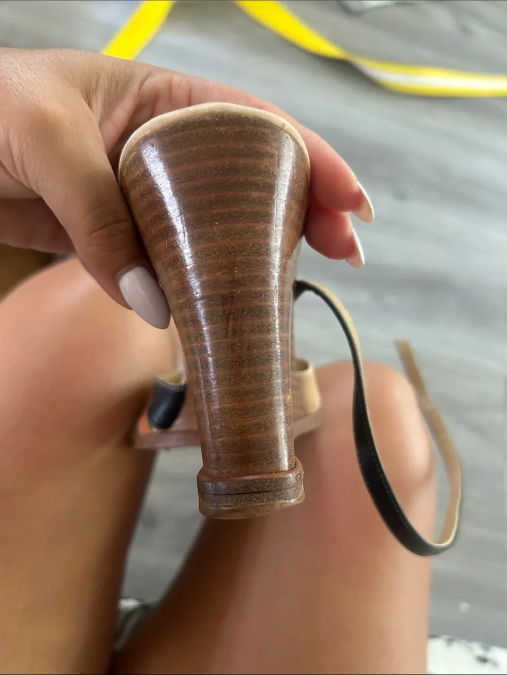 Coach Leather Multi-Tone Strappy Wedge Sandals Sz 9 B
